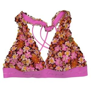 Victoria’s Secret PINK Floral Lace Halter Bralette Size Medium